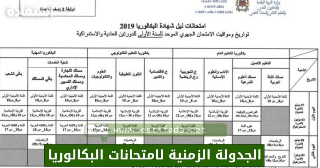 الجدولة الزمنية لامتحانات البكالوريا