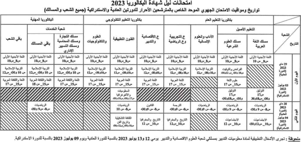 جدولة تاريخ امتحان الجهوي أولى باكالوريا 2023