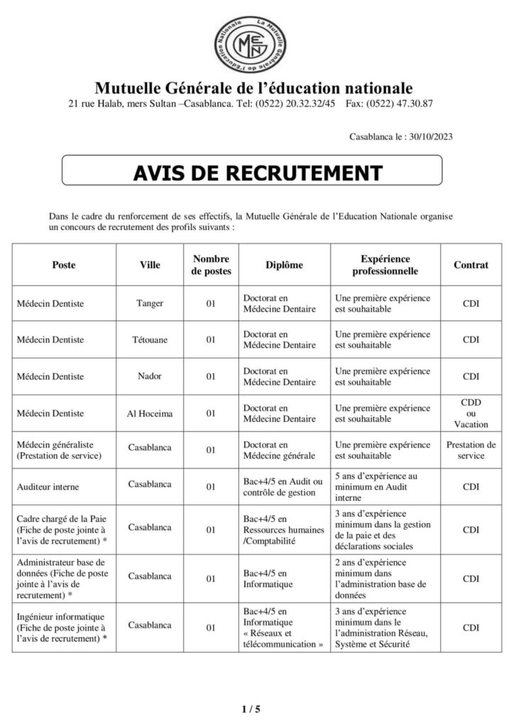 Concours de Recrutement MGEN 