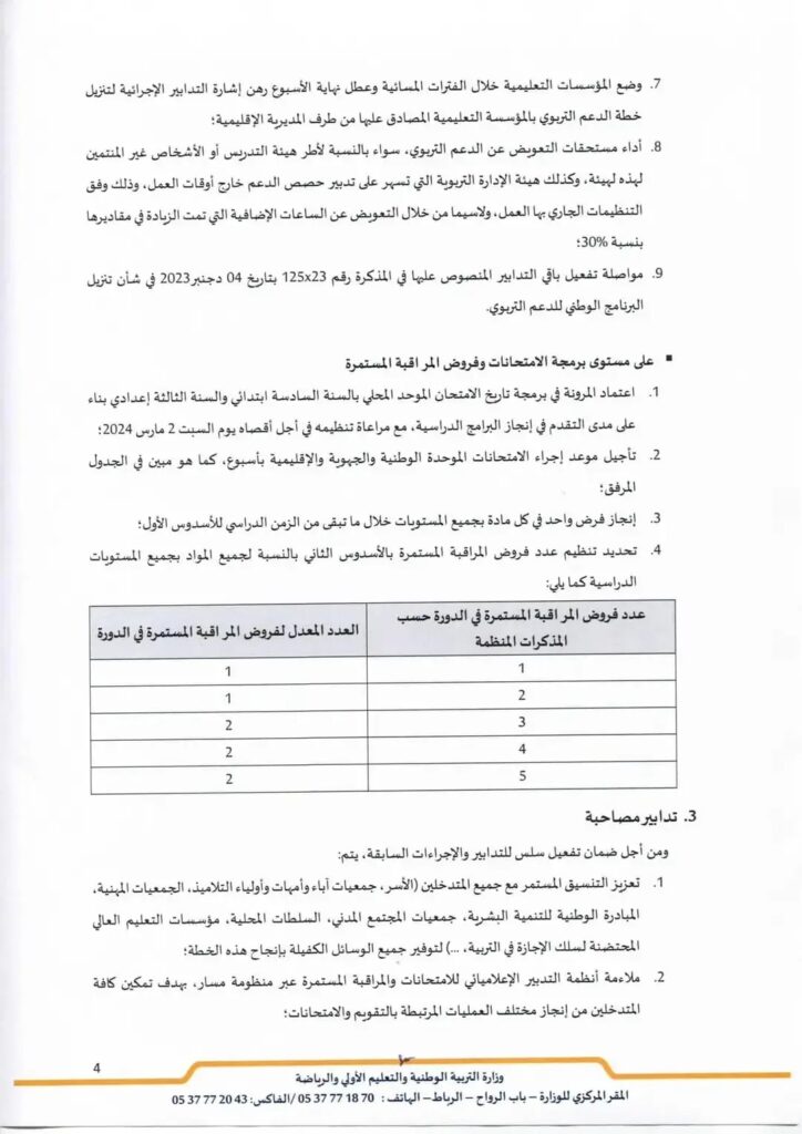 بلاغ حول تمديد السنة الدراسية