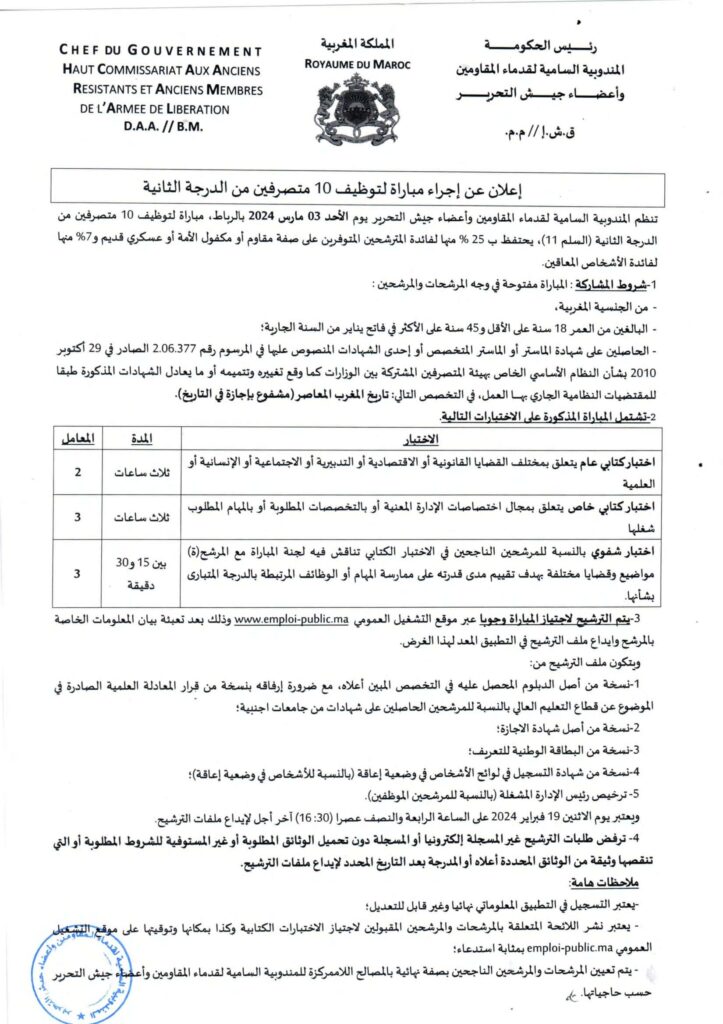 Recrutement HCARAMAL 2024 